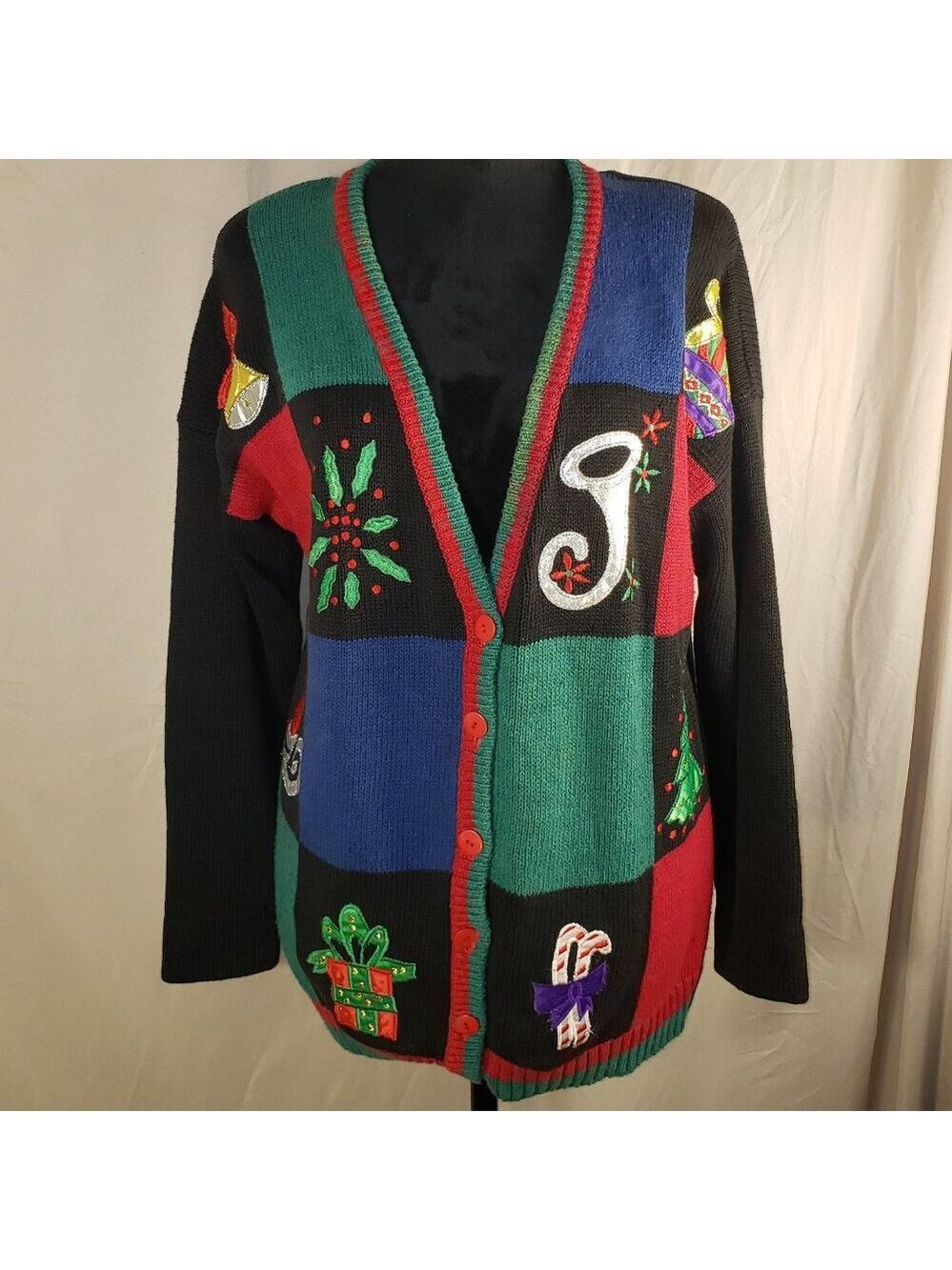 Gibson Multicolor Christmas Cardigan Small
